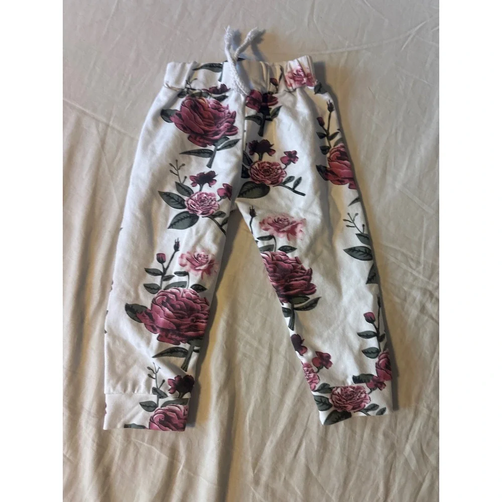 Mixed Brand Leggings Joggers Girls 6-24M Multicolor Floral Leopard Rainbow - Picture 2 of 11